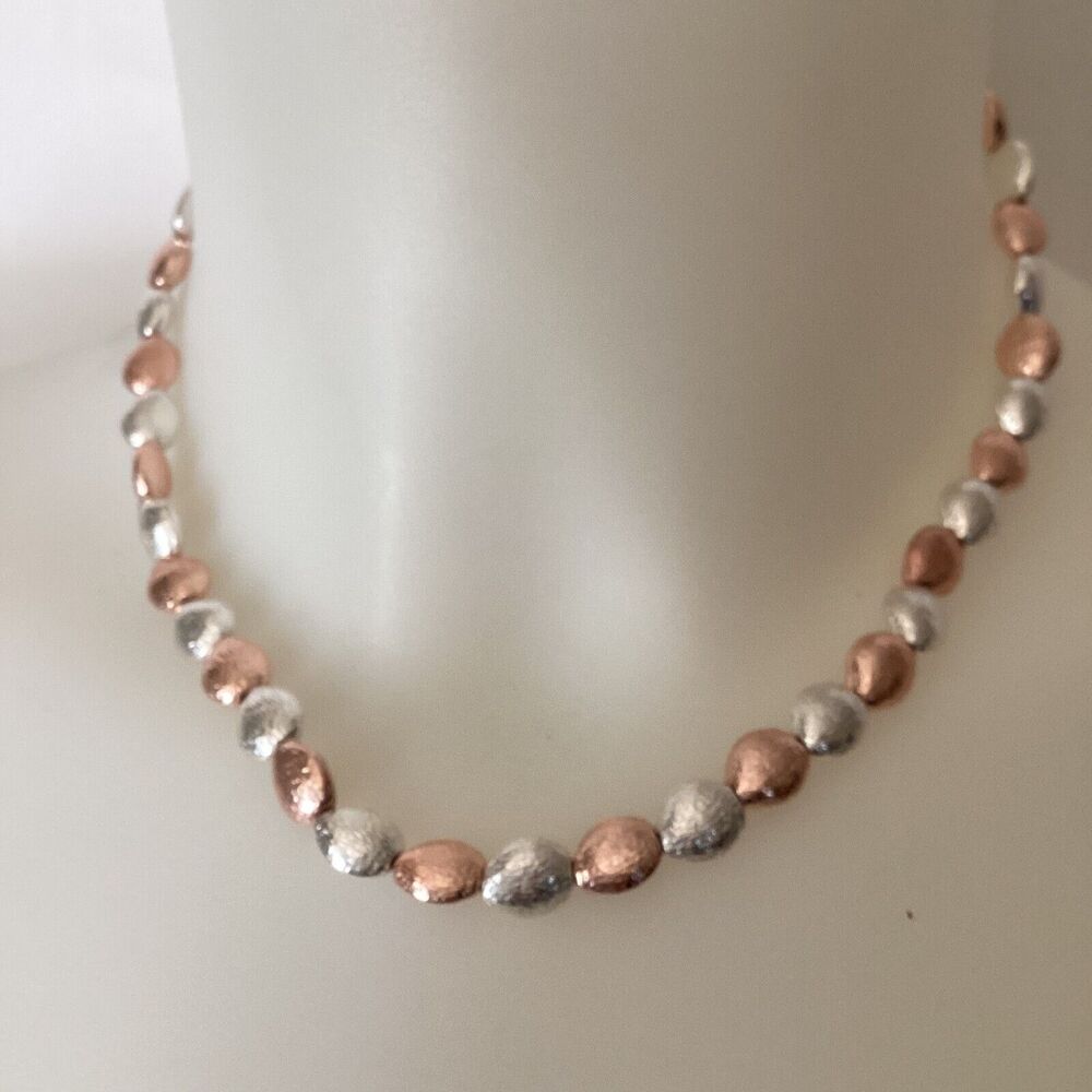 Fashion Jewelry Silver and Pink Color 16 inch necklace with silver lobster clasp
